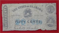 1863 State of Alabama 50 Cent Fractional Note