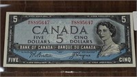 1954 CANADIAN $5.00 NOTE CONSECUTIVE WITH 94B