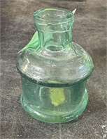 ANTIQUE GLASS INKWELL INK WELL