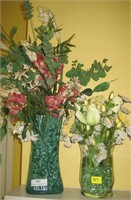 Pair of Vases with Silk Flowers