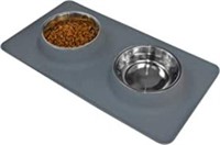 Dog Bowl Dish and Mat, Stainless Steel Bowls,