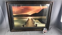 Framed Lake Mountain Dock Print