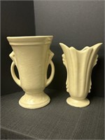 USA Pottery Vases, off white