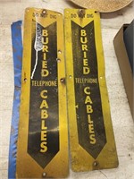 2 - metal Buried Cable signs