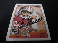 JERRY RICE SIGNED SPORTS CARD WITH COA 49ERS