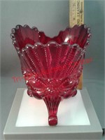LG Wright red glass footed fancy bowl - eye