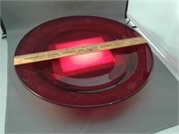 Heavy red glass plate Dalzell Viking - 12 1/4"