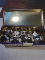 Chocolate tin of vintage buttons
