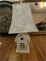 Cute Wood and resin bird house lamp. 21" tall