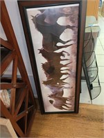 Framed Running Horses Print. 39" x 15"