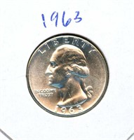 1963 Washington Uncirculated Silver Quarter
