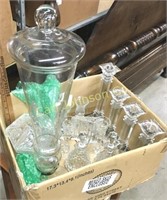 LOT OF CRYSTAL & GLASS DECOR W/ CANDLE STICKS