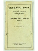 Rare Original Edison Amberola Model B Manual
