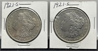 (2) 1921-S Morgan Silver Dollar XF