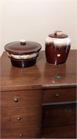 Brown drip glaze cookie jar &service pc