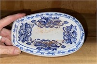 Blue & White Floral Ceramic Soap Dish