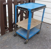 3 Level Metal & Wood Tool Table & Caster Wheels