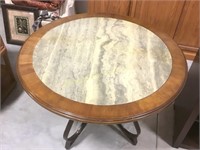 Round laminate marble top dining table