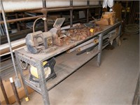 (2) 5' METAL SHELVES PLUS 6" GRINDER & PIPE