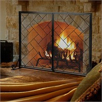 2-panel Folding Wrought Iron Fireplace Screen With