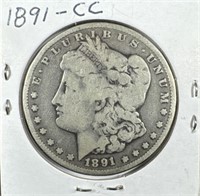 1891-CC Silver Morgan Dollar