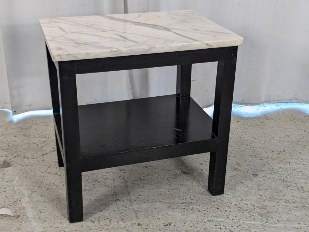 White Marble Rectangular End Table