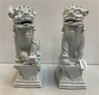 Pair White Ceramic Foo Dogs