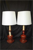 Pair of Metal Base Table Lamps & Shades 24" Tall