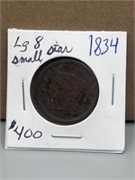 1834 large cent large 8 small stars