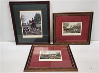 3 Framed Fox Hunting Prints