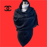 Chanel Black Silk Longscarf