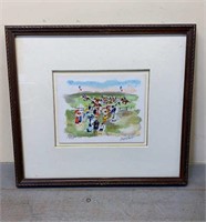 Huchet Signed Litho “at the races” framed 13x15