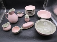 Pink & Green Dishes, Bowls, Pitcher, Casserole