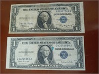 LOT OF TWO ONE DOLLAR SILVER CERTIFICATES