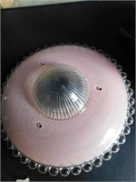 Vintage pink & clear glass round ceiling light