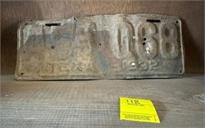 Antique Texas LIcense Plate