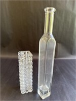 Square Cut Glass Vase and Square Glass Bottle