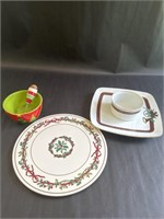 Ceramic Plate and Bowls with Cork Cake Plate