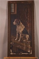 Early Hand Painted Hunting Dog on Canvas by