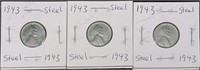 1943 Steel Penny Lot (x3)
