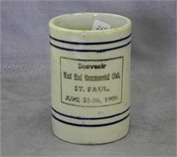 RW blue banded mug w/ "St Paul 1909" advertising