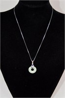 Jade & Gemstone Pendant With .925 Silver Chain