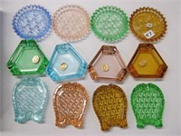 3 Sets Bohemian  Glass Card Suites Ashtrays