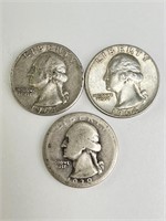1939S & 64D Silver Washington Quarters