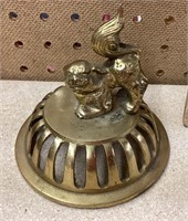 Brass Chinese foo dog incense pot lid