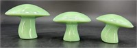 Viking Jadeite Mushroom Set (3) Pressed By Mosser