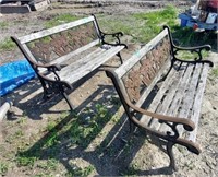 2 benches cast iron sides