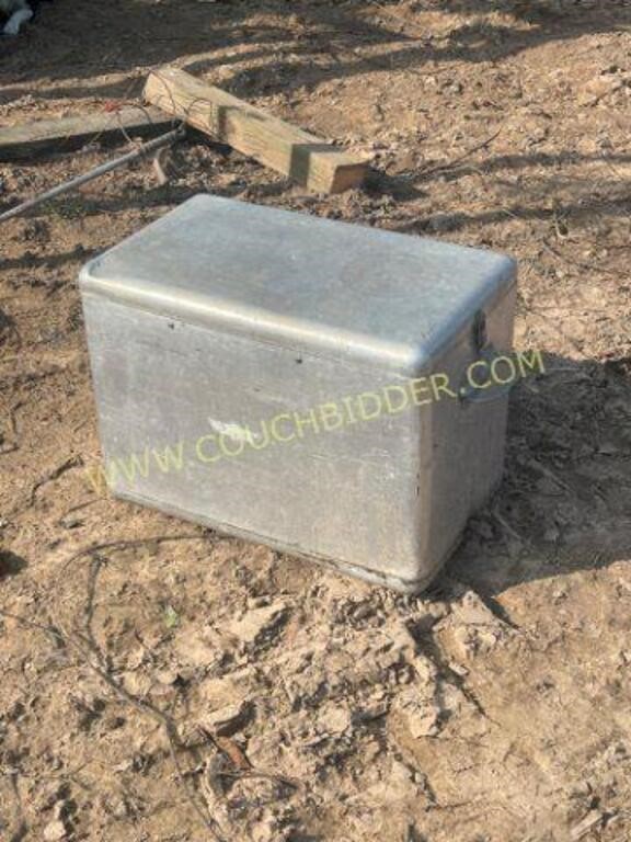 antique aluminum ice chest
