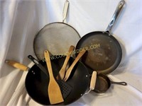 Wok, Splatter Shield, Skillets and Utensils