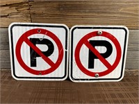 No Parking Street Road Sign Pair